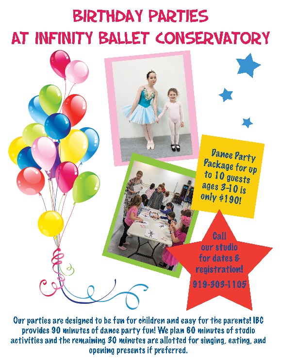 Infinity Ballet Birthday Parties Flyer